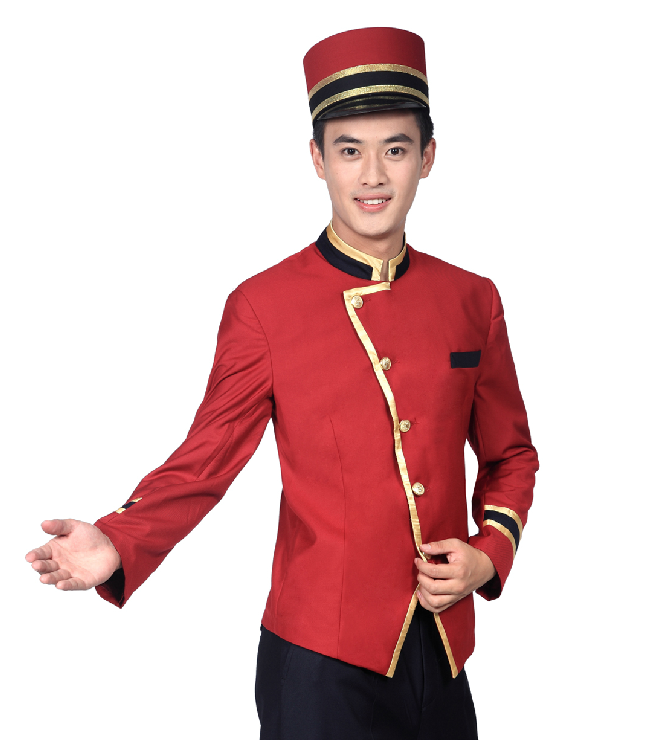 红色酒店门童制服 红色酒店门童制服