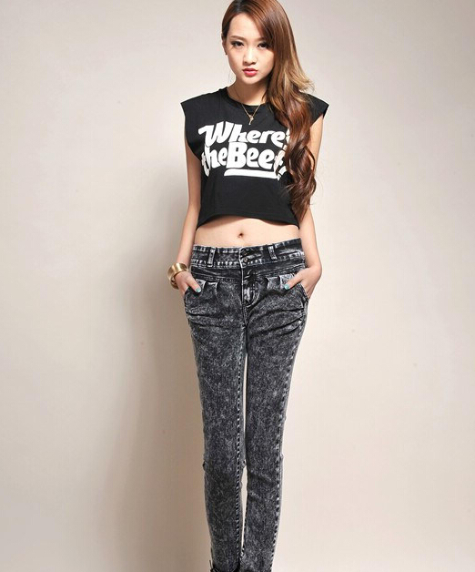 雪花黑牛仔裤 雪花黑牛仔裤