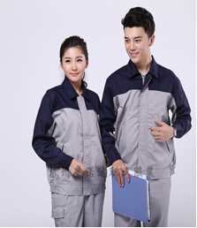 深蓝配浅灰全棉劳保工作服AC079-QM 深蓝配浅灰全棉劳保工作服AC079-QM