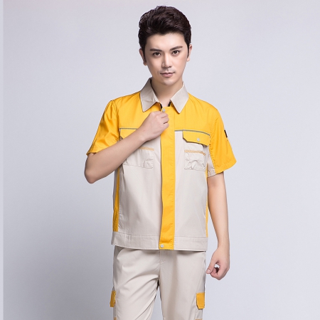 米色拼黄夏季工作服AD08-1