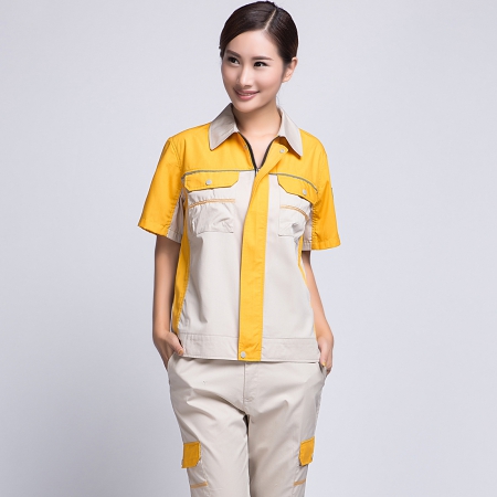 米色拼黄夏季工作服AD08-1
