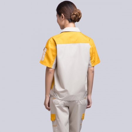 米色拼黄夏季工作服AD08-1