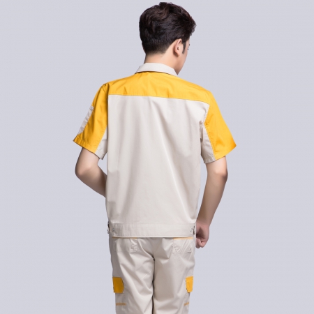 米色拼黄夏季工作服AD08-1