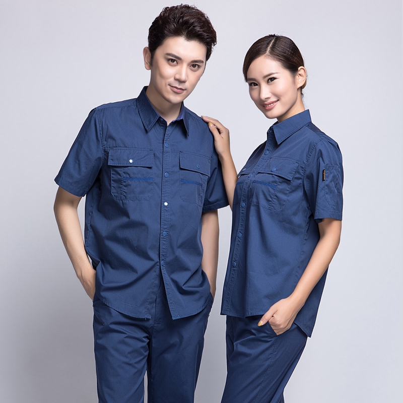 蟹青色夏季短袖工作服AD10-1